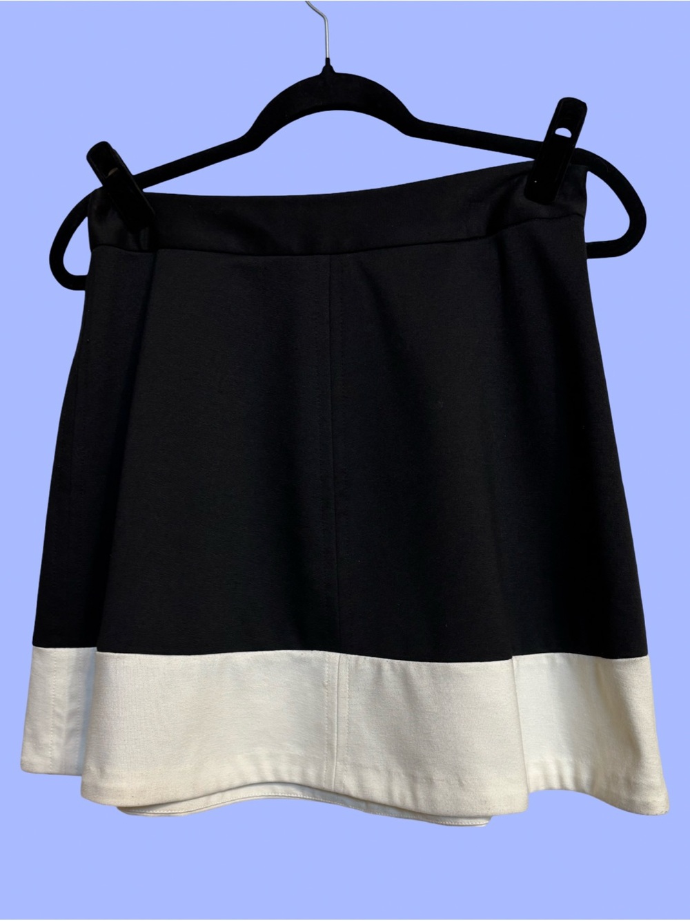 LOFT Black Skirt with Off White/Cream Hem A-Line Skater